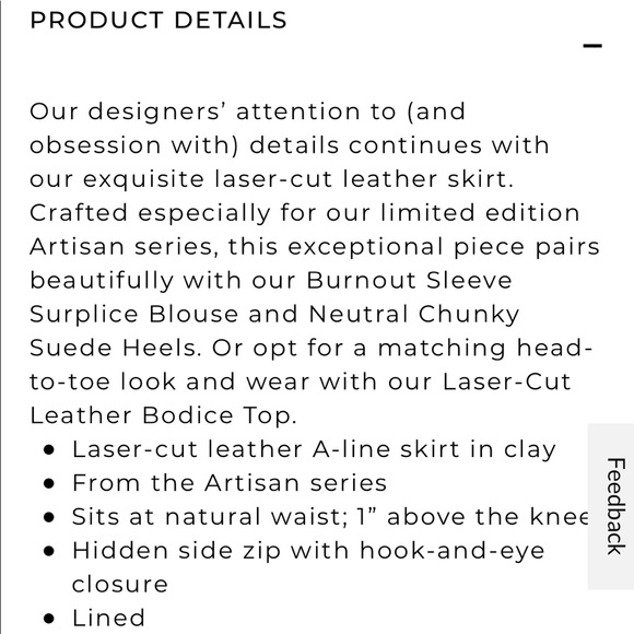 WHBM Laser Cut Leather A Line Skirt - Picture 8 of 8